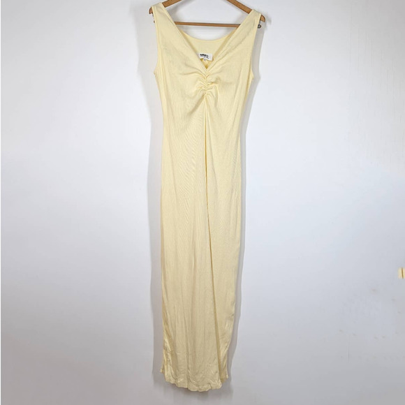 MM6 Maison Martin Margiela Dresses & Skirts - MM6 Maison Martin Margiela Yellow Sheath Maxi Dress Size XL Side Slits FLAWS